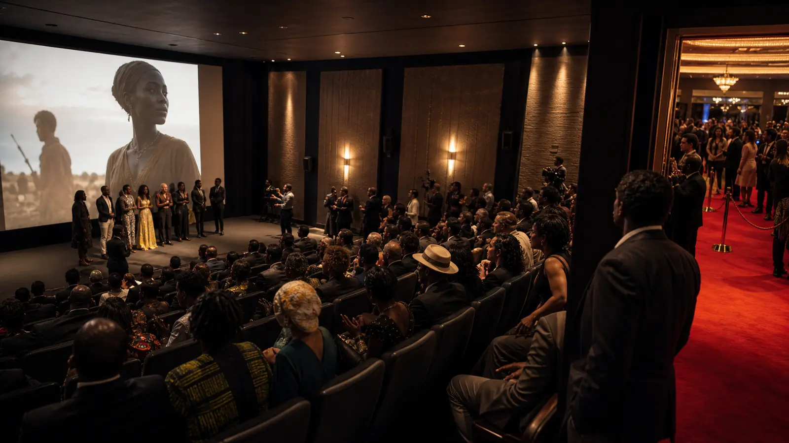 International film festival screening with audience